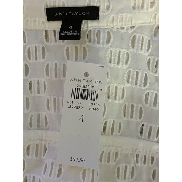 Ann Taylor 100% cotton eyelet sleeveless blouse NWT size 4, gorgeous and classy - Picture 5 of 6